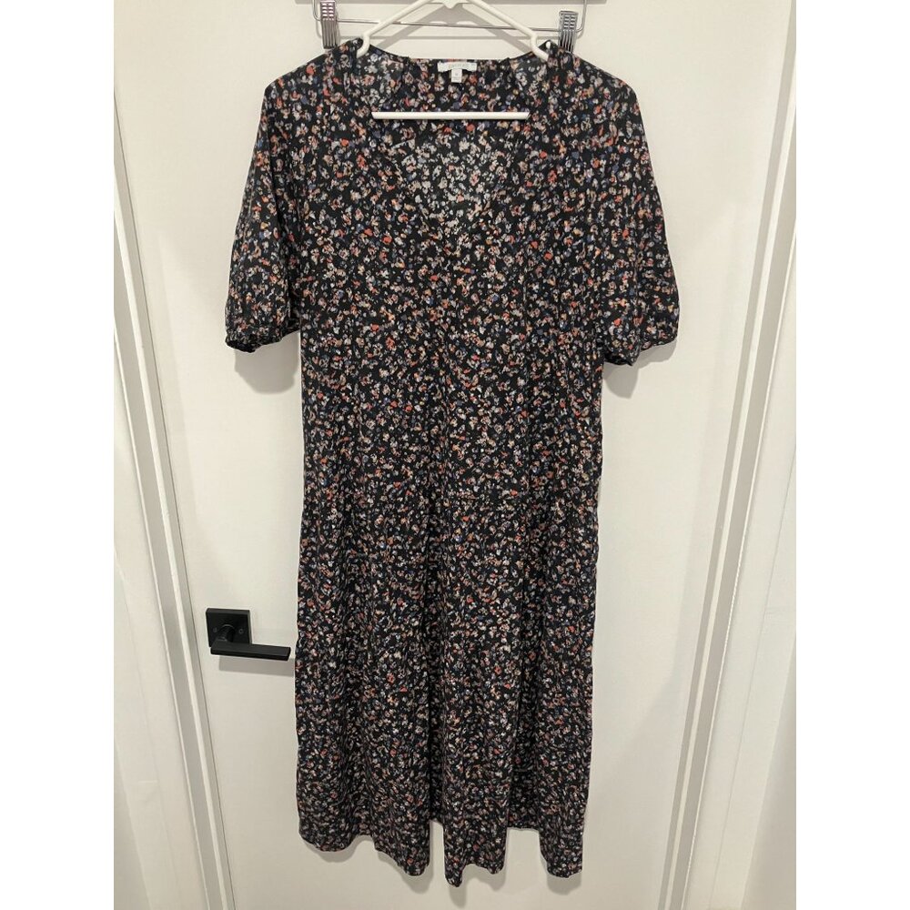 Calme By Johnny Was Women's V-Neck Floral Dress, Navy Multi, Medium